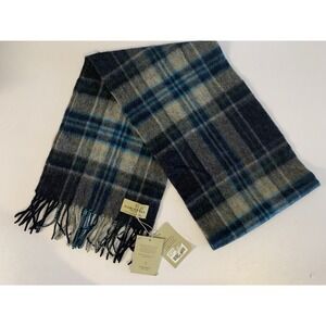 Marchbrae 100% Lambswool Scarf Patriot Tartan Made In Scotland Blue Grey Plaid
